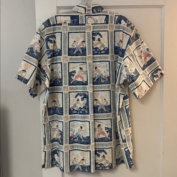 Reyn Spooner Hawaiian Aloha Shirt by Dietrich Varez Fisherman Reverse Print XL - Picture 7 of 12